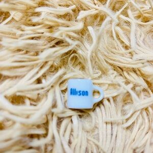 Ceramic mug white with Allison written in black souvenir miniature NWOT